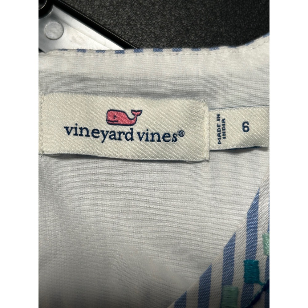 Vineyard Vines Blue White Striped Embroidered Shift Dress Size 6 - CJ - Picture 6 of 10